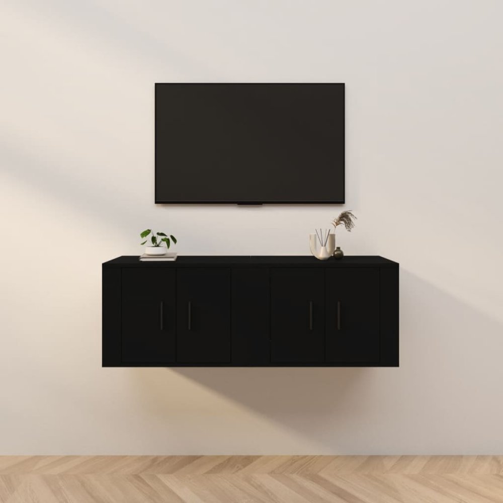Vidaxl Nástenné TV skrinky 2 ks čierne 57x34,5x40 cm